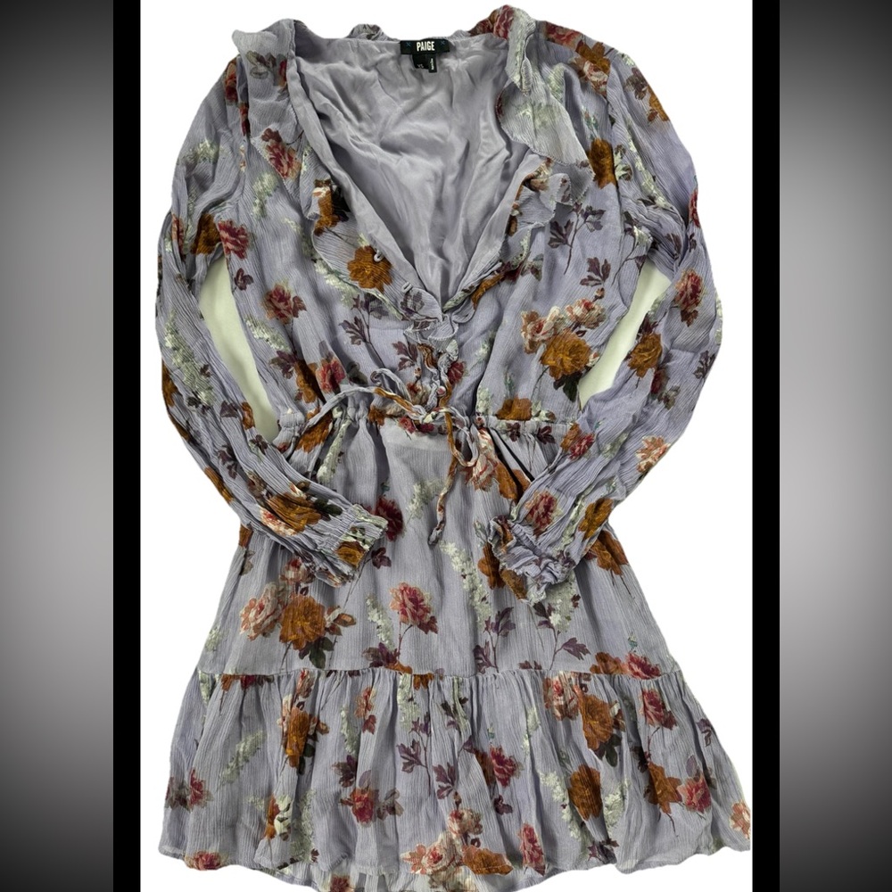 PAIGE Lavender Floral Wrap Dress with Mustard and Rose Accents